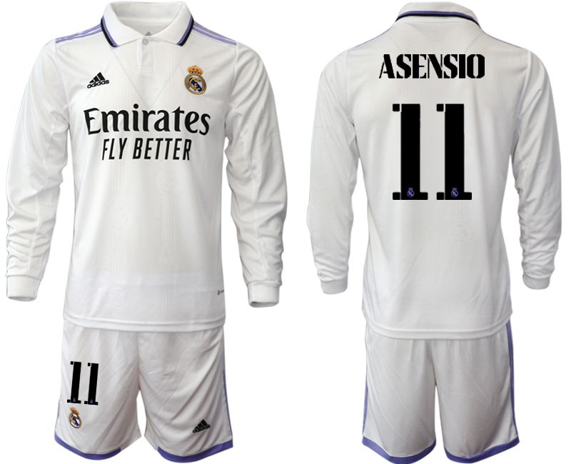 Men 2022-2023 Club Real Madrid home long sleeve white #11 Soccer Jersey->real madrid jersey->Soccer Club Jersey